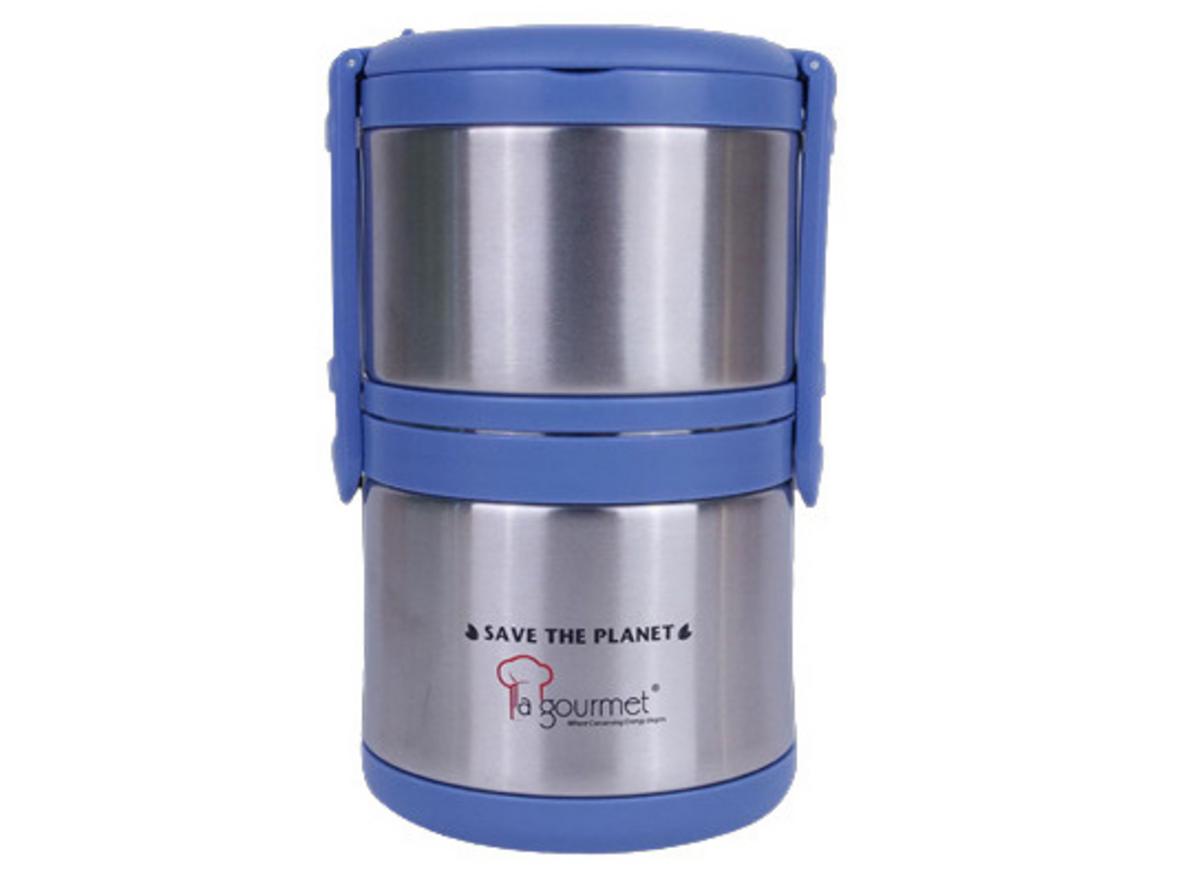 Thiết kế 2 ngăn và ruột inox 304 của hộp cơm giữ nhiệt La Gourmet Save Planet 368119.