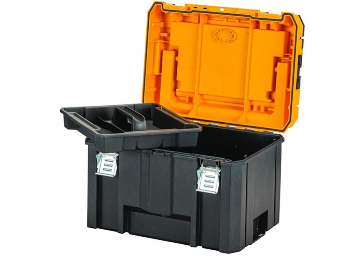 Thiết kế mô-đun giúp Hộp dụng cụ Dewalt DWST83343-1 dễ xếp chồng và di chuyển trên công trình.