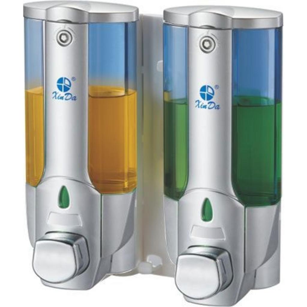 Hộp đựng xà phòng đôi Xinda ZYQ-138S silver treo tường, dung tích 2 x 380ml.