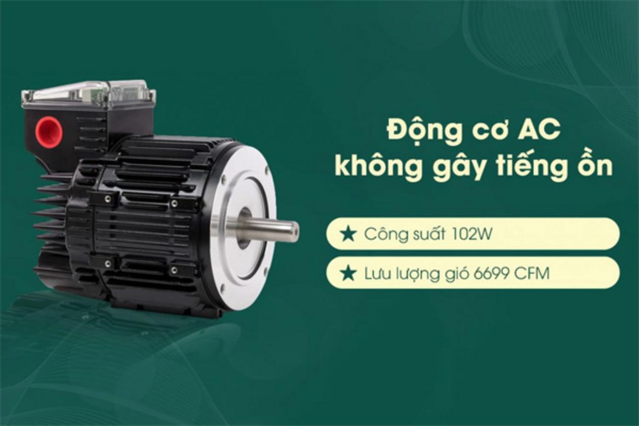 Động cơ WhisperWind 102W giúp Hunter Maribel 50555 mạnh gió nhưng vẫn êm.