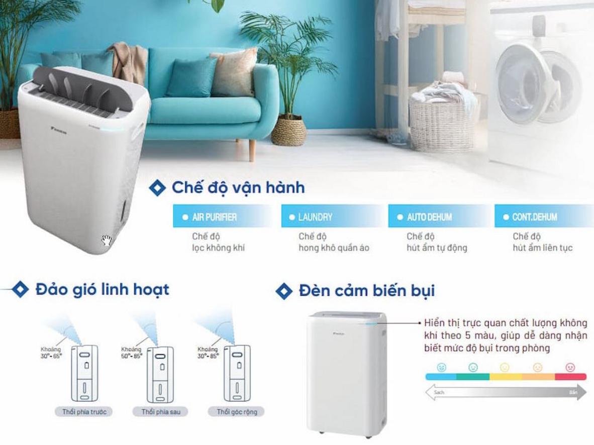 Công suất hút ẩm 23 lít/ngày giúp Daikin JPF12AV2 phù hợp phòng dưới 50m².