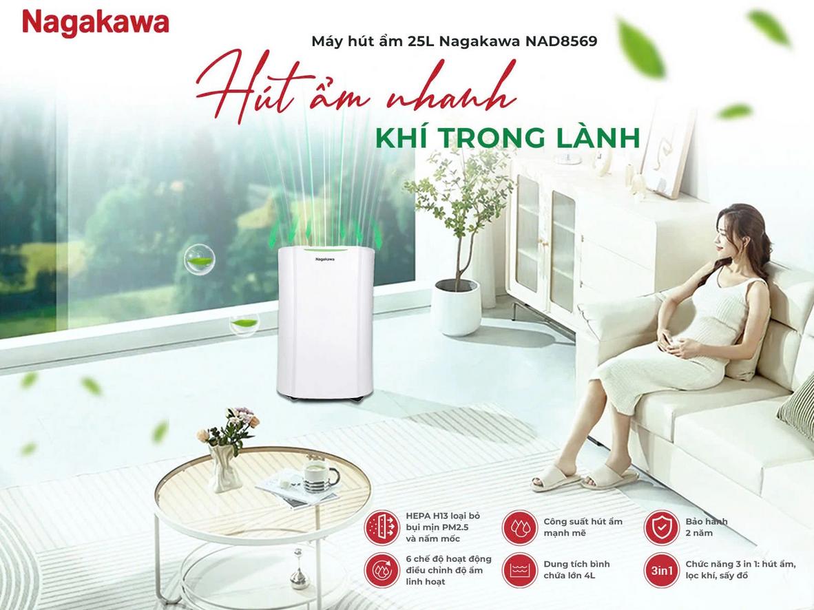 Công suất hút ẩm 25 lít/ngày giúp phòng lớn khô thoáng nhanh.