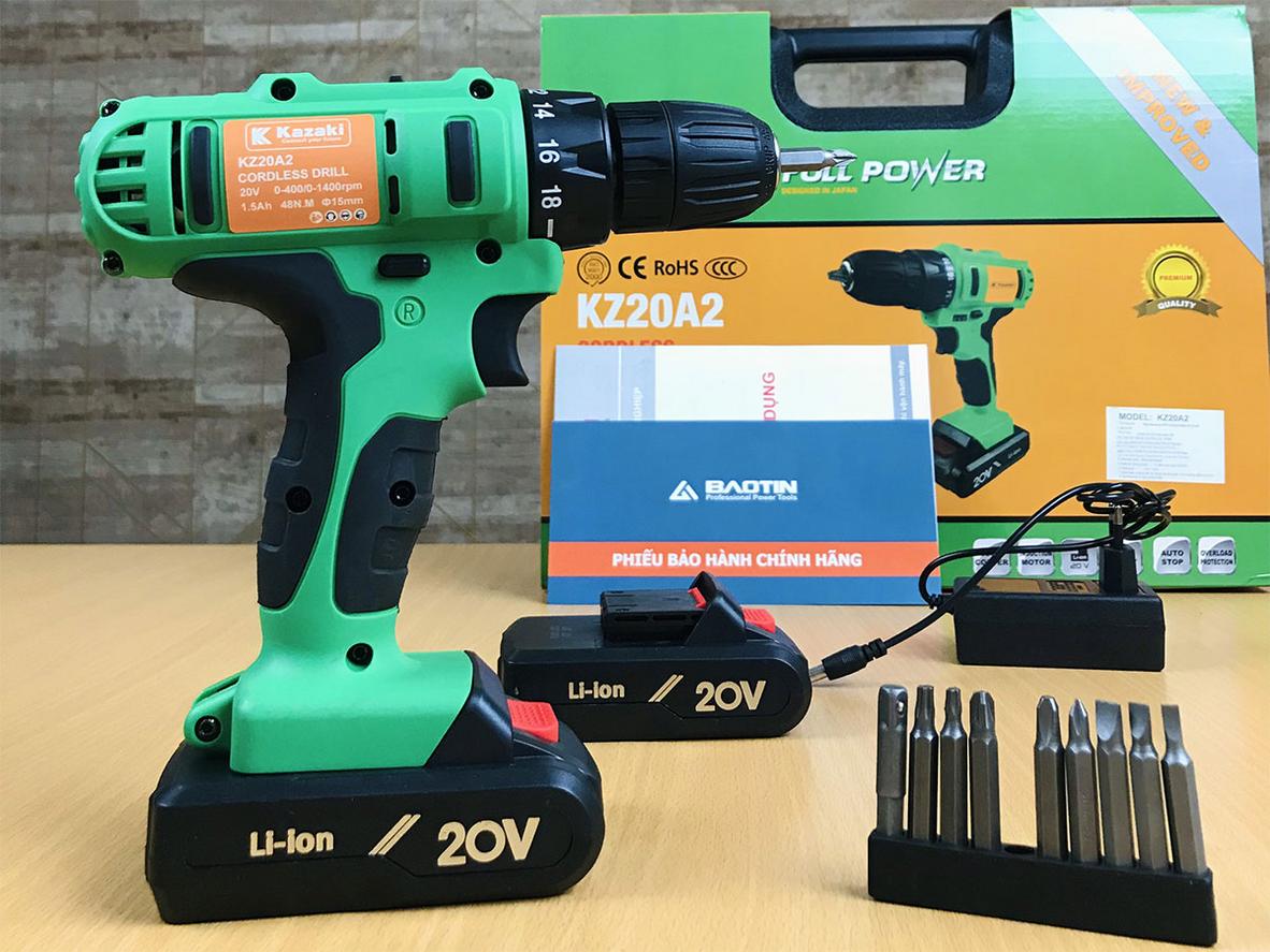 2 pin Li-ion 20V giúp giảm thời gian chờ và làm việc linh hoạt hơn.
