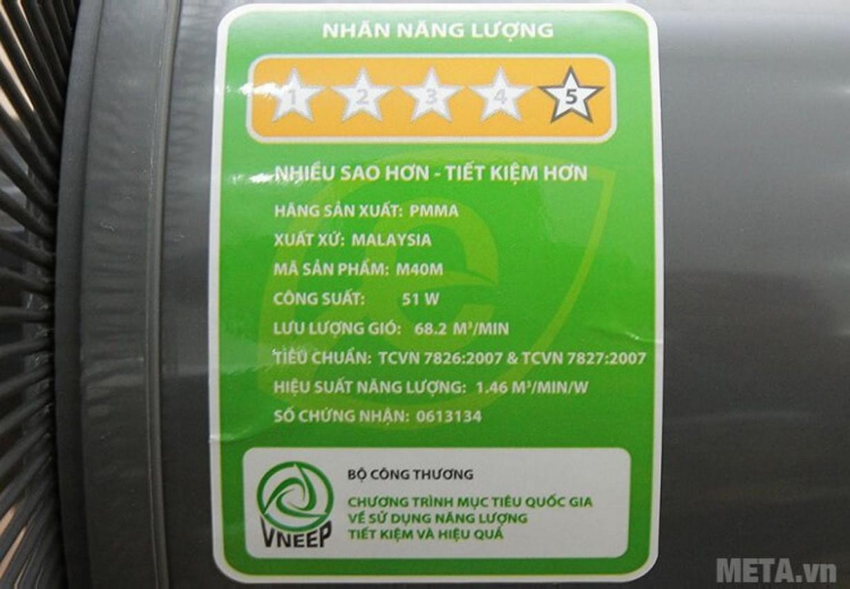 KDK M40M có màu đen và xám, dễ phối nội thất.