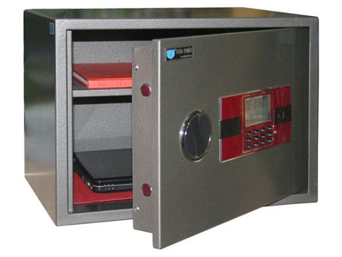 Két sắt khách sạn Hòa Phát KKS03 phù hợp phòng lưu trú nhỏ nhờ thiết kế mini gọn và khóa điện tử.