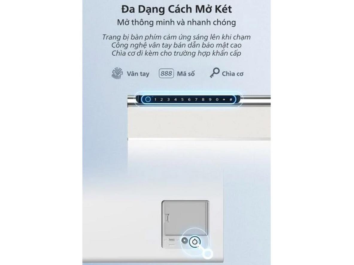 Két sắt mini Philips SBX102 kết hợp khóa điện tử, thép hợp kim carbon và nguồn pin AA.