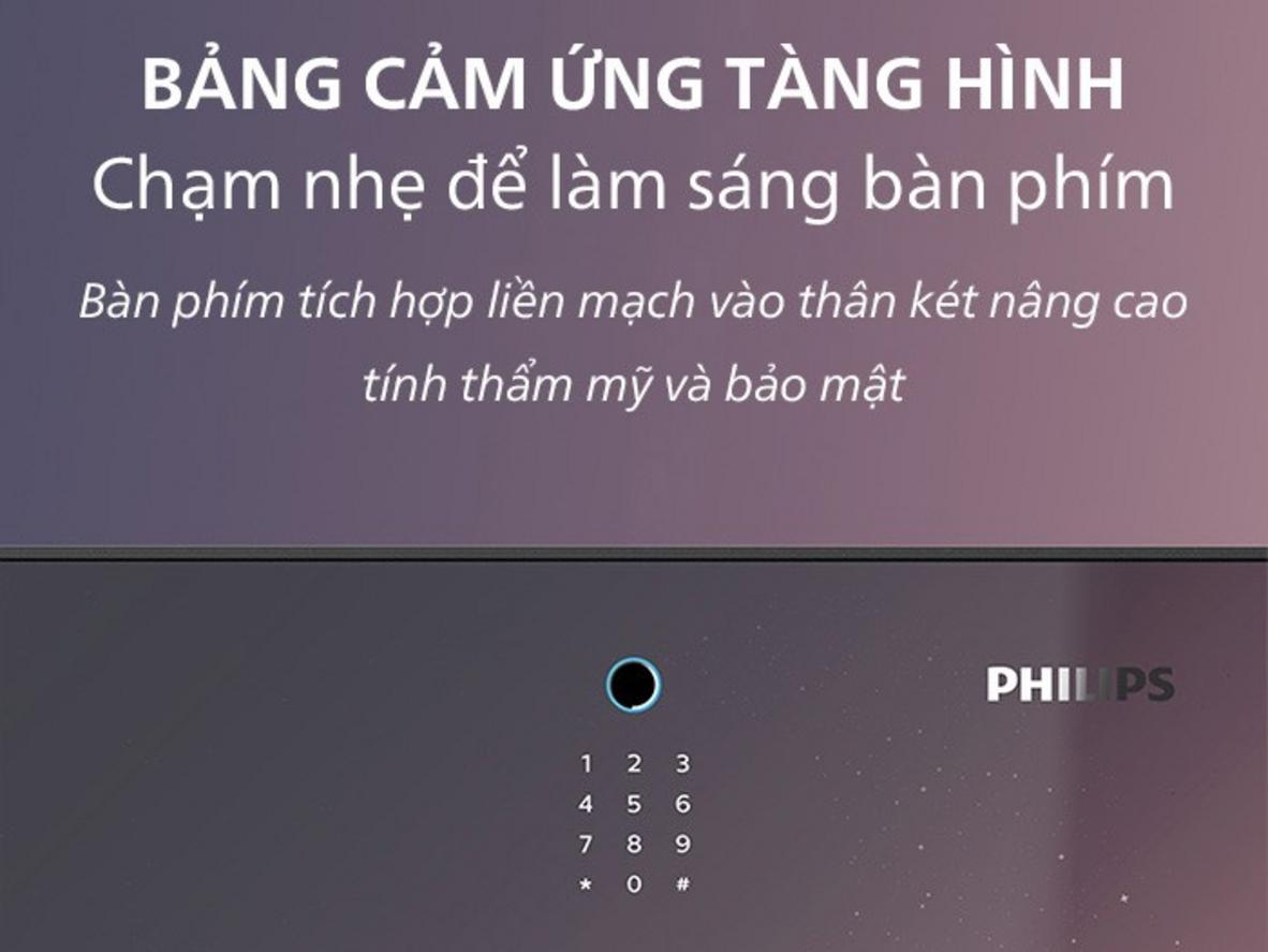 Két sắt Philips SBX501 nổi bật với thiết kế hiện đại và khả năng chống cháy.