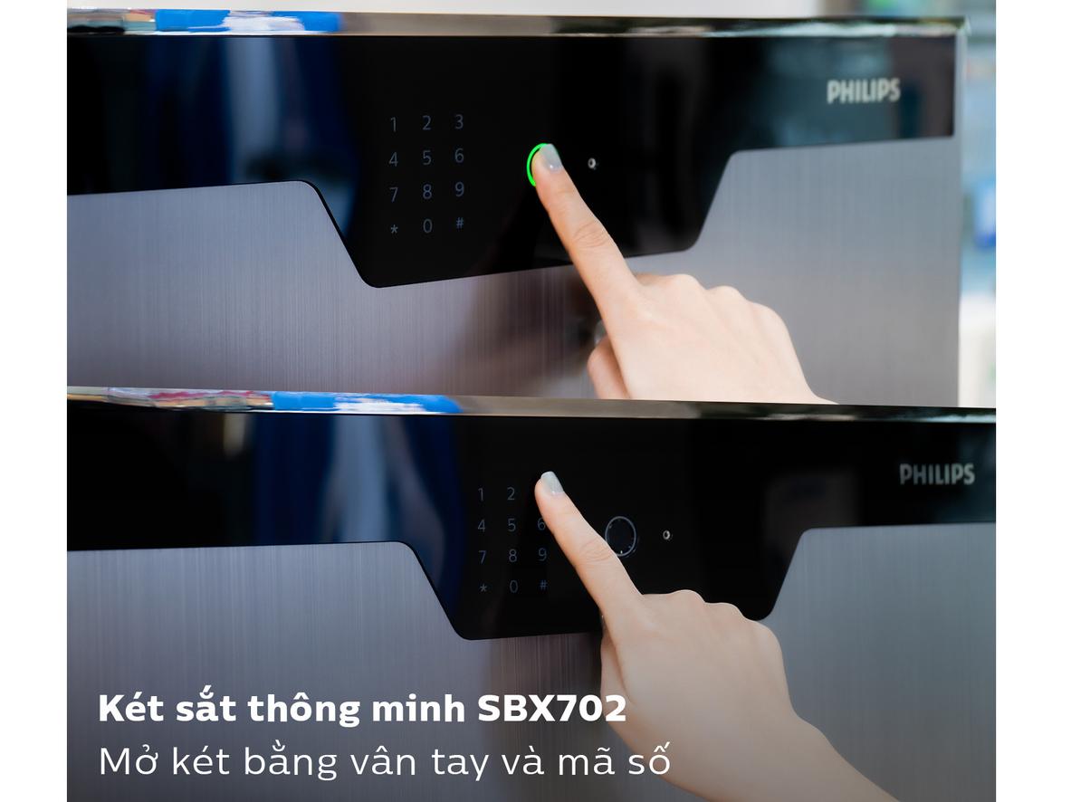 Đèn LED chiếu sáng giúp thao tác với Két sắt Philips SBX702 thuận tiện hơn vào ban đêm.
