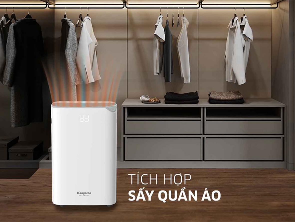 Chế độ sấy quần áo của KGDH20 hữu ích cho gia đình ở chung cư hoặc nhà không có sân phơi.