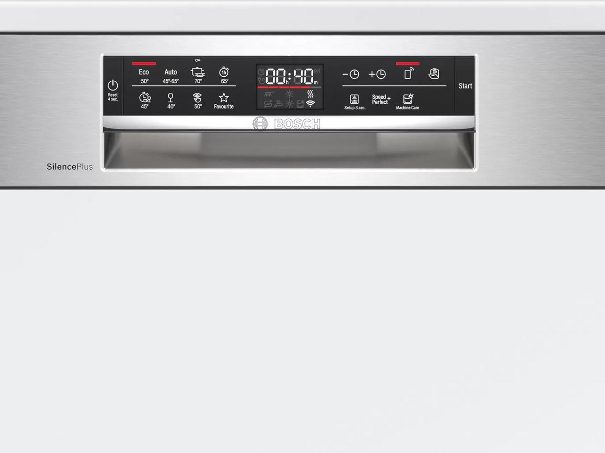 Kích thước Bosch SMI6ECS57E 815 x 598 x 573 mm giúp dễ đối chiếu hộc tủ trước khi lắp.