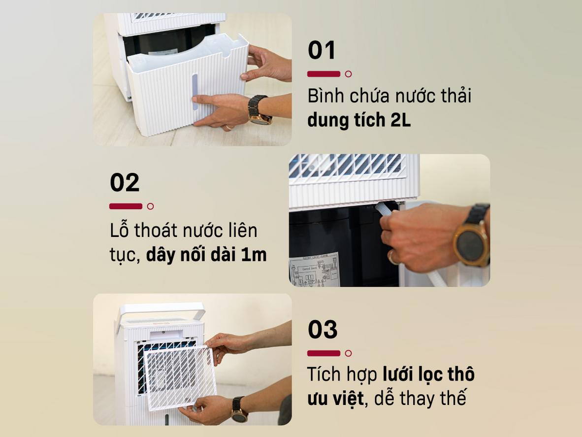 Máy hút ẩm dân dụng Fujihome DH14 cho phòng ngủ và căn hộ nhỏ.