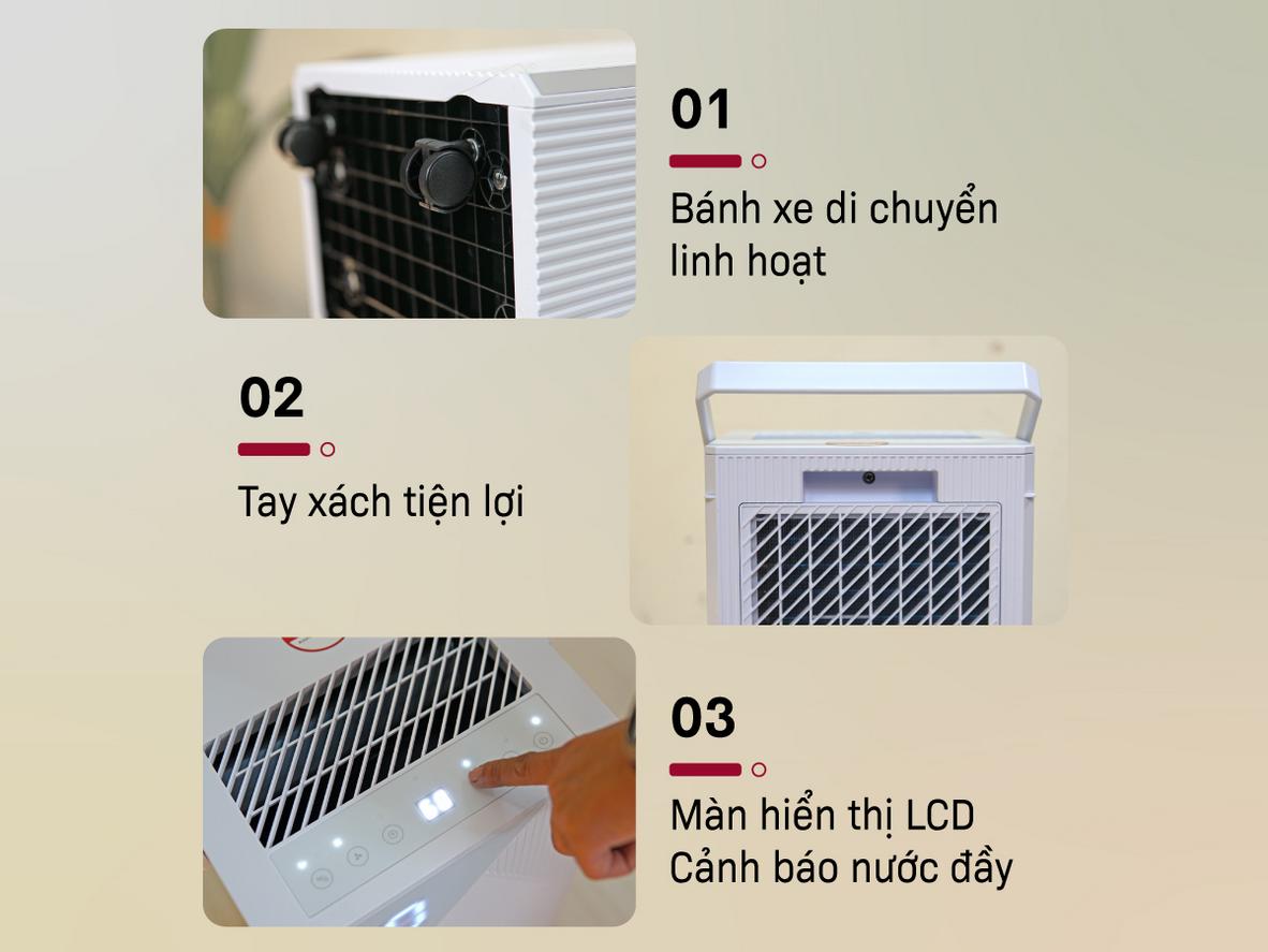 Fujihome DH14 vận hành êm dưới 36 dBA, phù hợp dùng ban đêm.