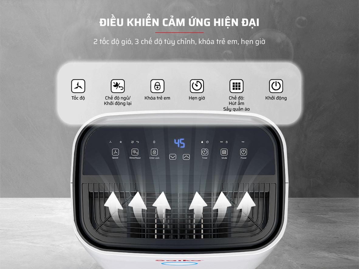 Saiko HDF-16 cho phòng 20–30m², hỗ trợ hút ẩm và lọc không khí tiện lợi.