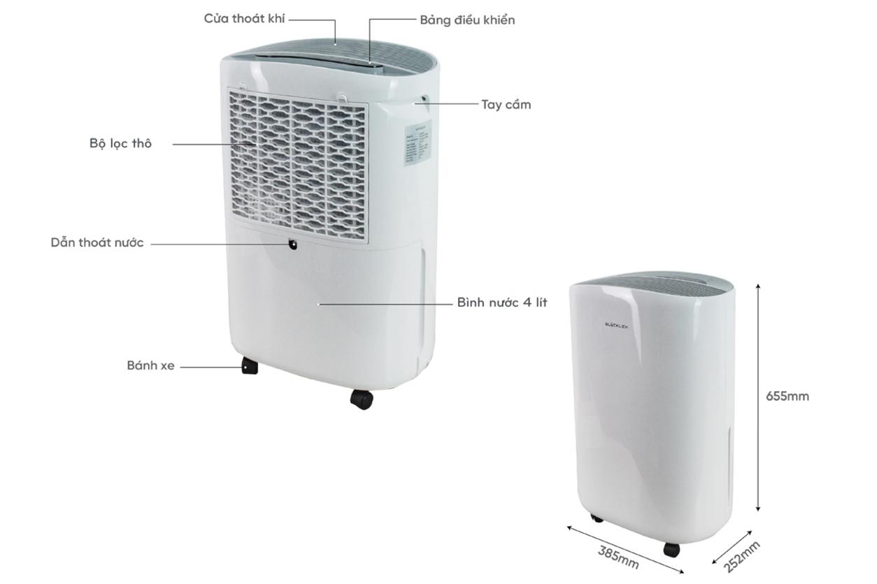 Thông số chính của Glucklich GLD30 Pro: 30 lít/ngày, 60m2, bình chứa 4 lít.