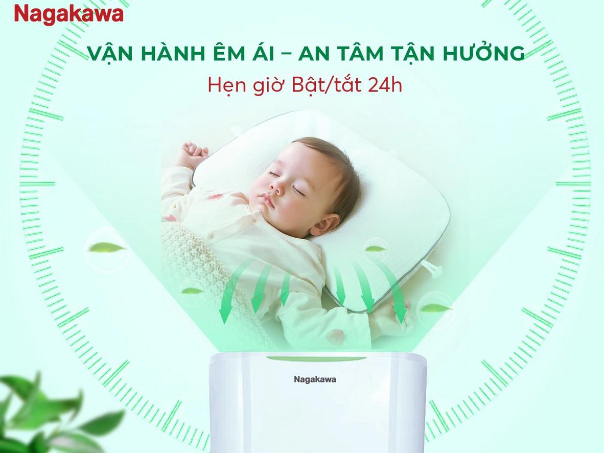 Máy hút ẩm lọc không khí Nagakawa NAD8569 - 25 lít cho phòng 40–50m².
