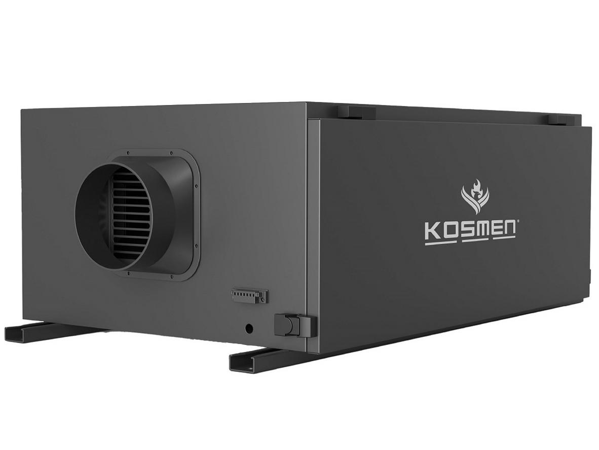 Máy hút ẩm treo trần Kosmen KM-66E giúp tiết kiệm diện tích sàn cho kho xưởng 60–80 m².