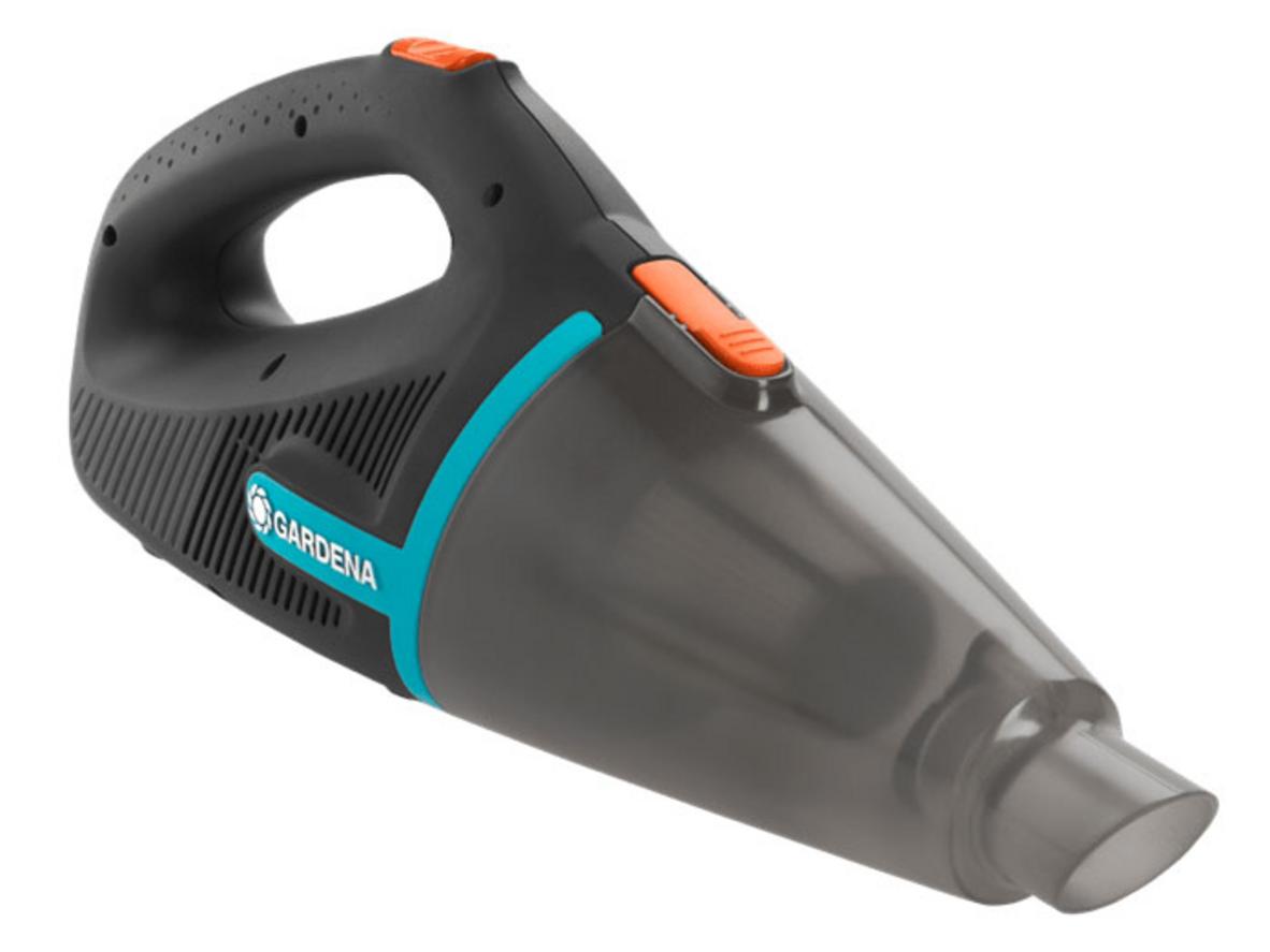 Máy hút bụi cầm tay Gardena 09339-20 dùng pin, phù hợp dọn bụi ẩm và khô cho sân vườn, gara, ô tô.