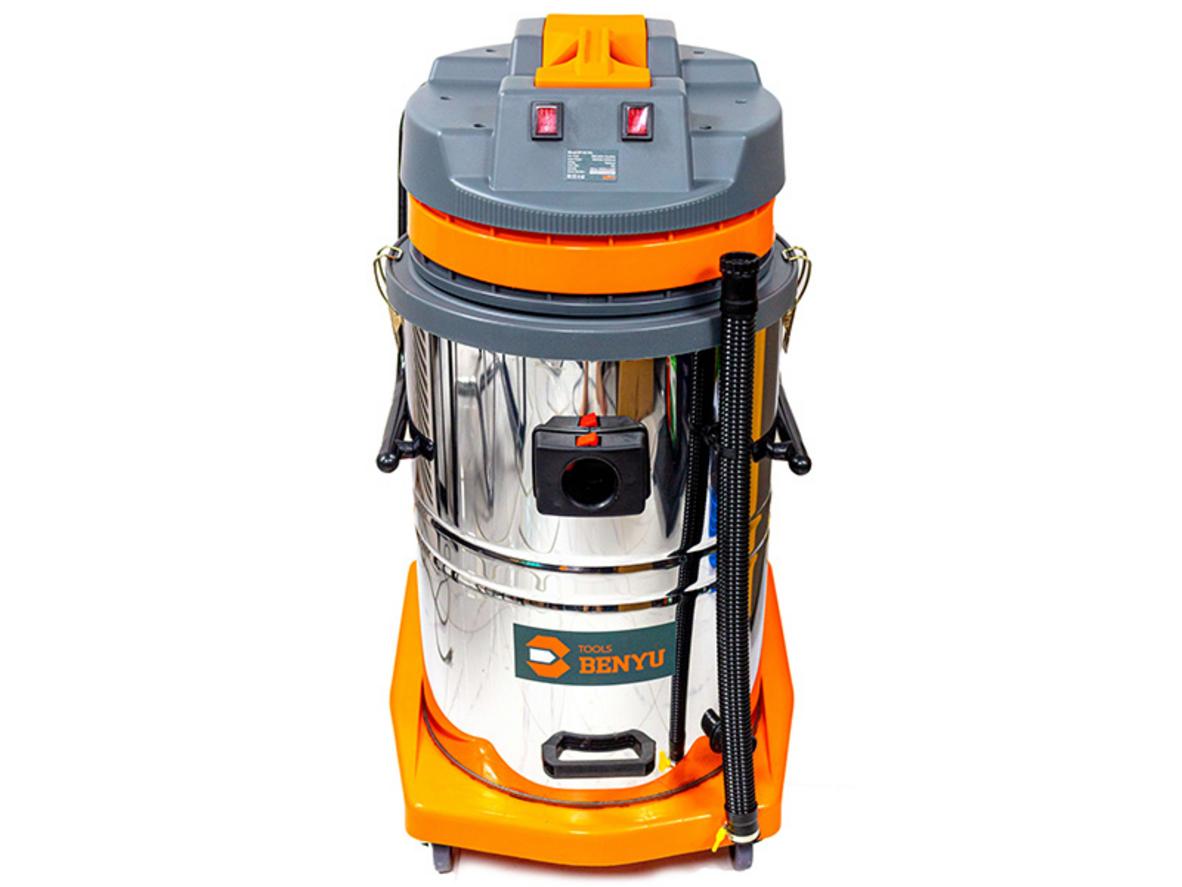 Benyu BY-VC 70 lít nổi bật với thùng inox 70 lít, 2 mô tơ 3000W và bộ phụ kiện hút khô, hút ướt.