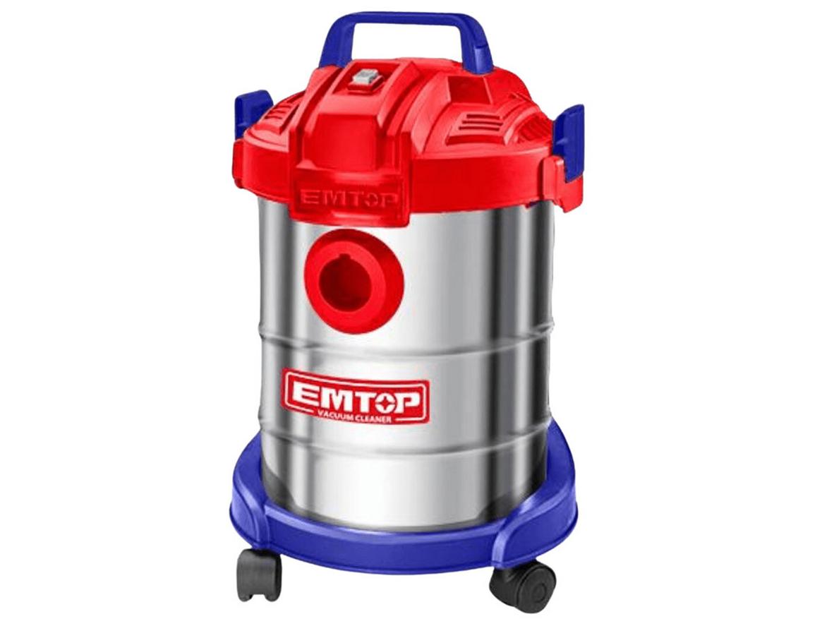 Máy hút bụi Emtop EVCR0801 12 lít hút ướt khô, thân kim loại bền chắc.