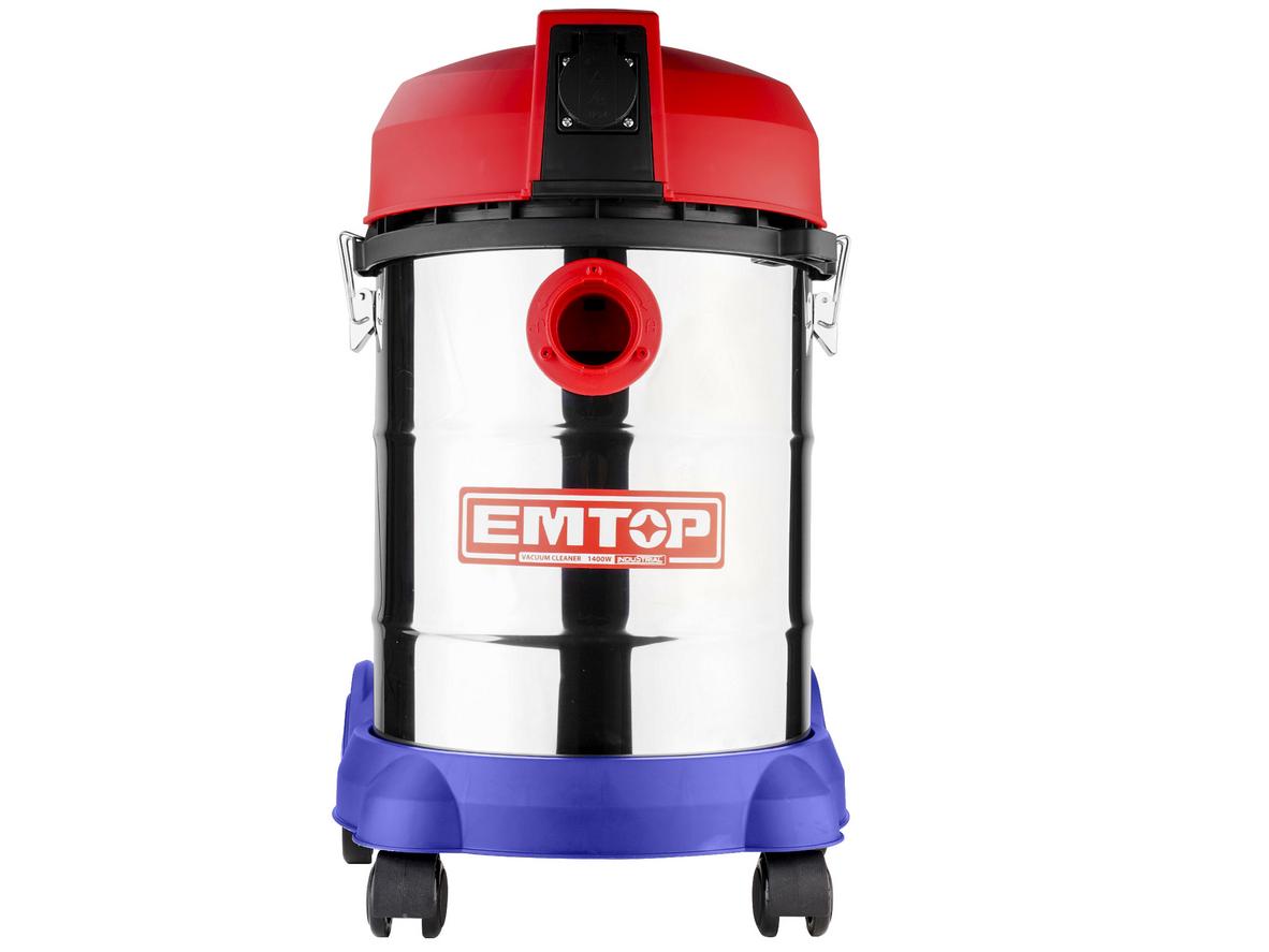 Thân inox, thùng 30 lít và bộ lọc HEPA giúp Emtop EVCR1401 bền và dễ vệ sinh.