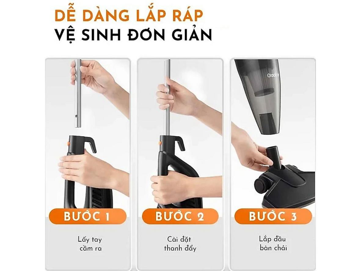 Gaabor GVCW-M15AS với công suất 650W, lực hút 16.000 Pa và dây nguồn 4,5 mét.