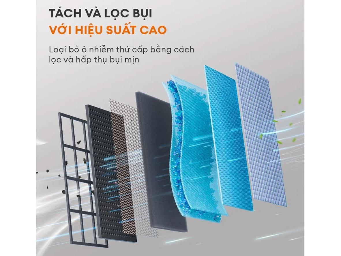 Gaabor VCL10E-BK01A xử lý nhanh bụi mịn, tóc và khe góc nhờ lực hút 20.000Pa.