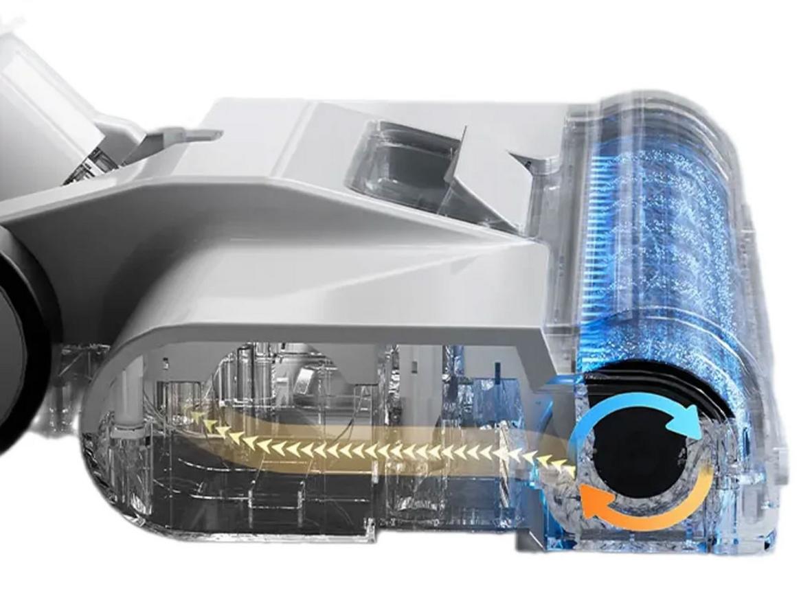 Máy hút bụi lau nhà Gaabor VCF8T-WH01A màu trắng, đi kèm đầu lau và đế sạc, phù hợp dọn sàn nhanh mỗi ngày.