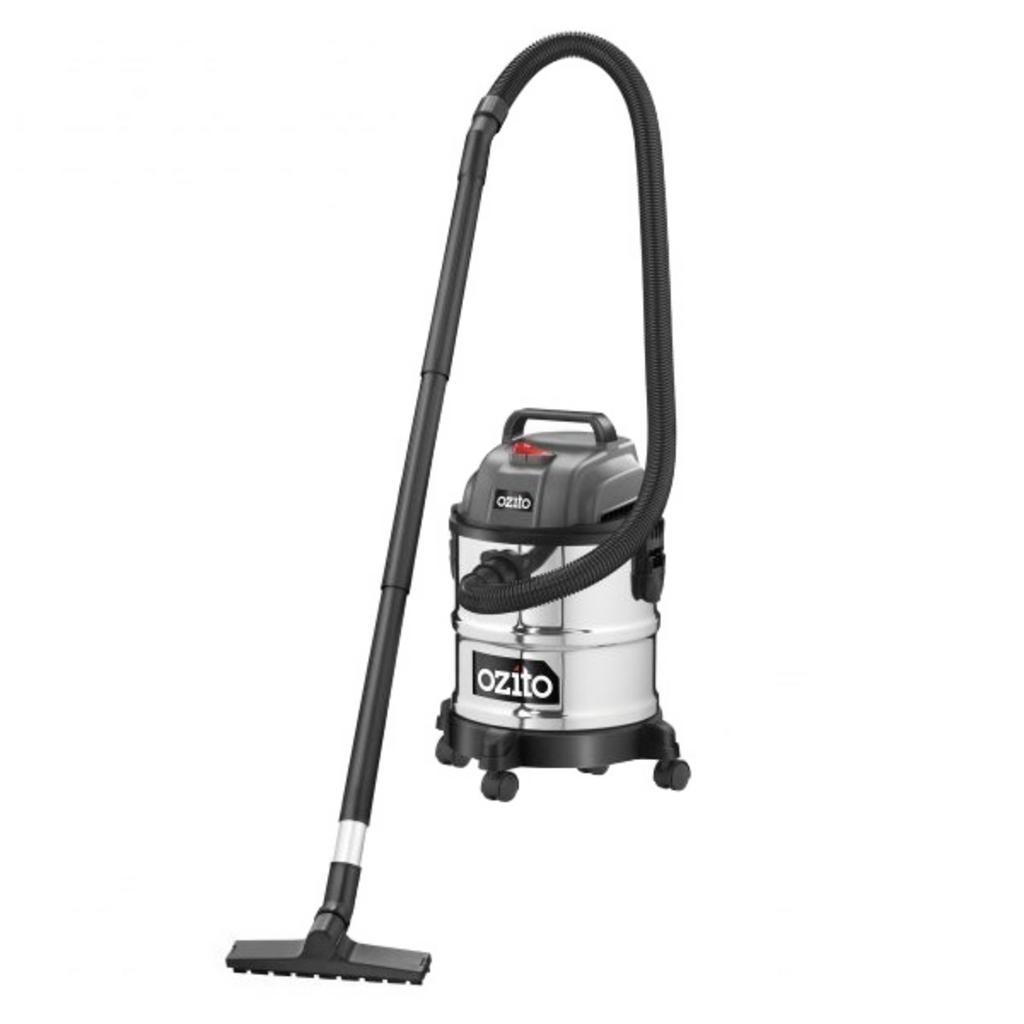 Máy hút bụi Ozito VWD-1220 với thùng inox 20 lít và bộ phụ kiện hút khô, hút ướt.