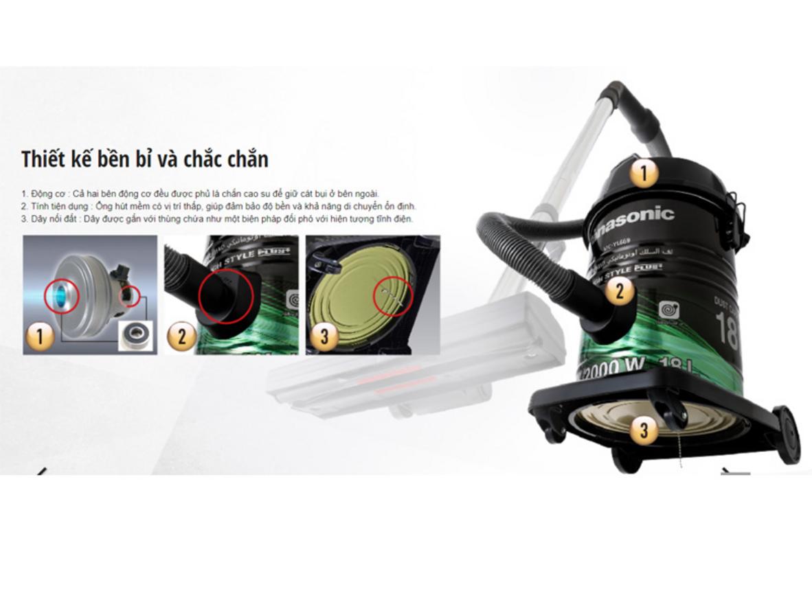 Chức năng hút khô/ướt giúp Panasonic MC-YL669GN49 xử lý nhiều tình huống vệ sinh.
