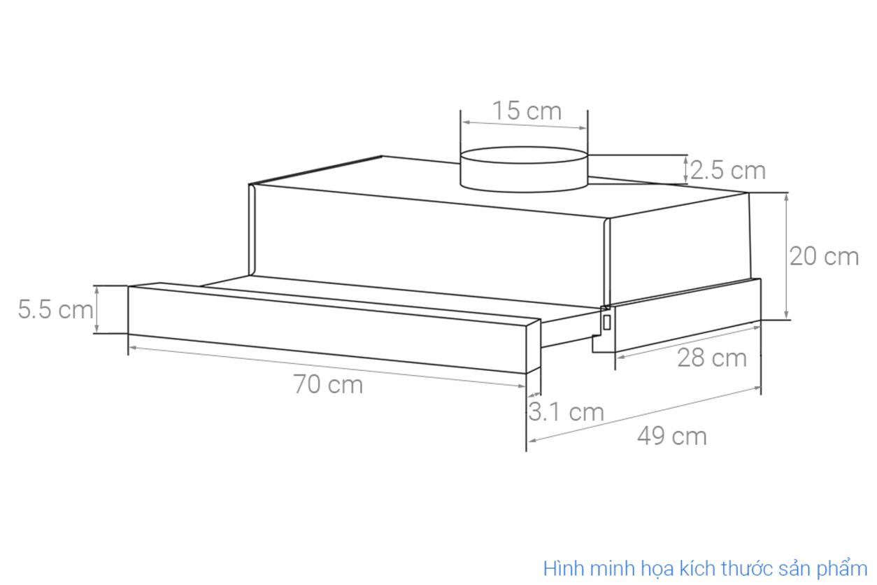 Công suất hút 1.000 m3/giờ giúp Kaff KF-TL700ST xử lý mùi nhanh cho bếp gia đình.