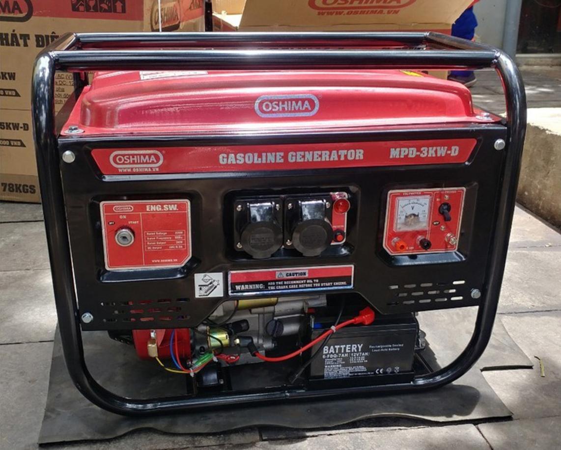 Công suất 5KW giúp máy chạy nhiều thiết bị thiết yếu trong gia đình và cửa hàng nhỏ.