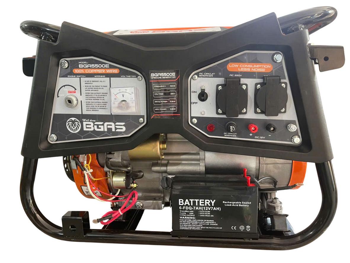 Máy phát điện chạy xăng Bgas BGA5500E (3.2KW) cho nhu cầu dự phòng điện gia đình và cửa hàng nhỏ.