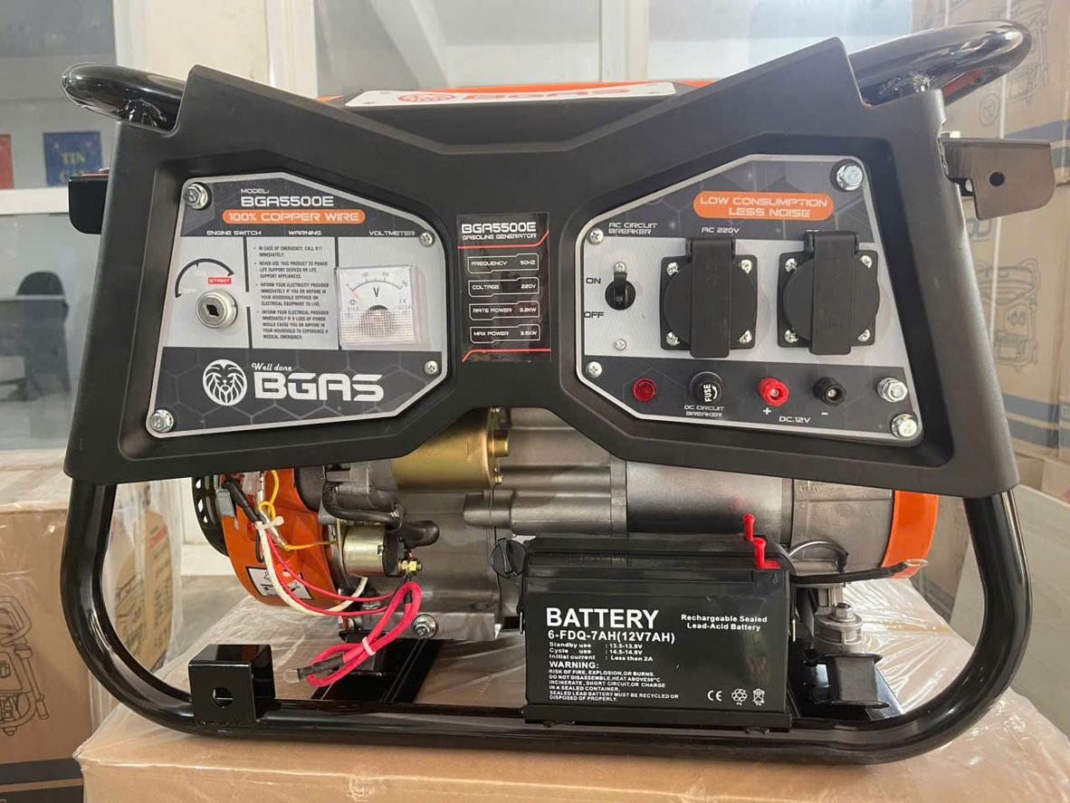 Bgas BGA5500E 3.2KW phù hợp cho điện dự phòng gia đình, cửa hàng nhỏ và văn phòng mini.