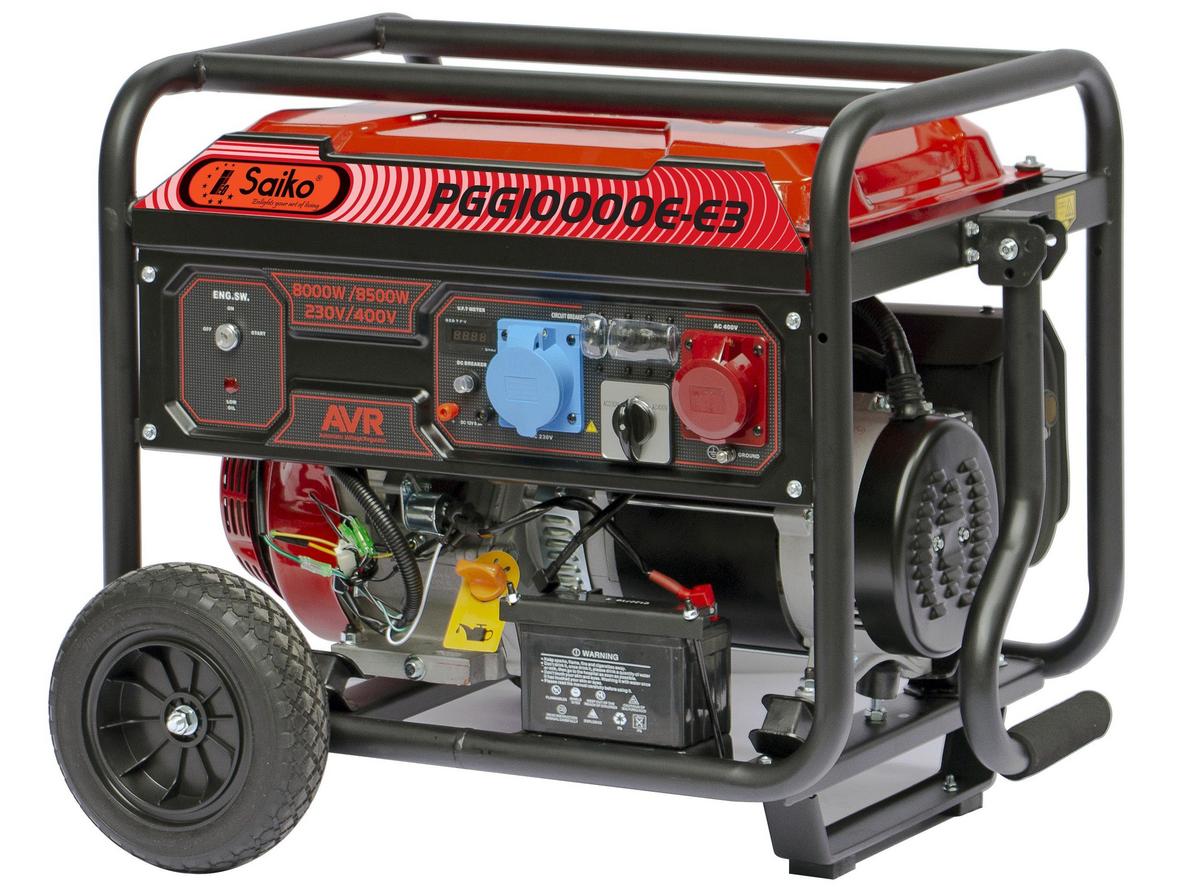 Máy phát điện chạy xăng 8KW Saiko PGG10000E-E3 (Đề nổ) phù hợp cho gia đình, cửa hàng nhỏ và văn phòng cần nguồn điện dự phòng mạnh.