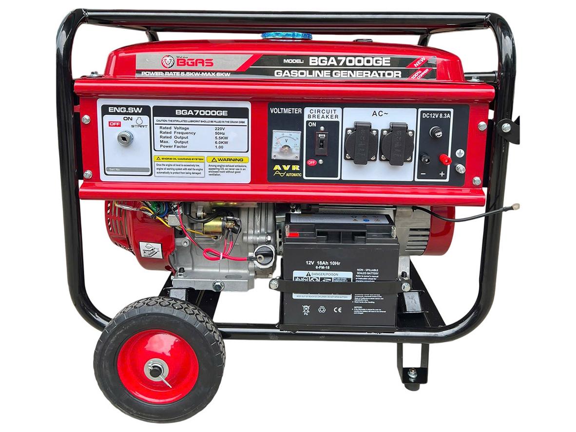 Máy phát điện chạy xăng Bgas BGA7000GE (5.5KW) cho nhu cầu dự phòng điện ổn định tại gia đình và cửa hàng nhỏ.