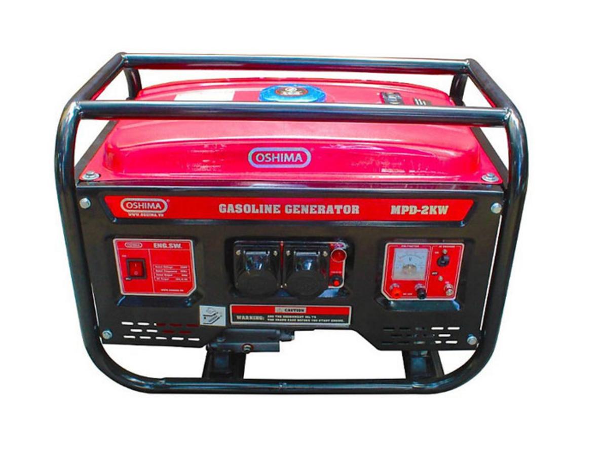 Máy phát điện chạy xăng Oshima MPD-2KW cho điện dự phòng gia đình và cửa hàng nhỏ.