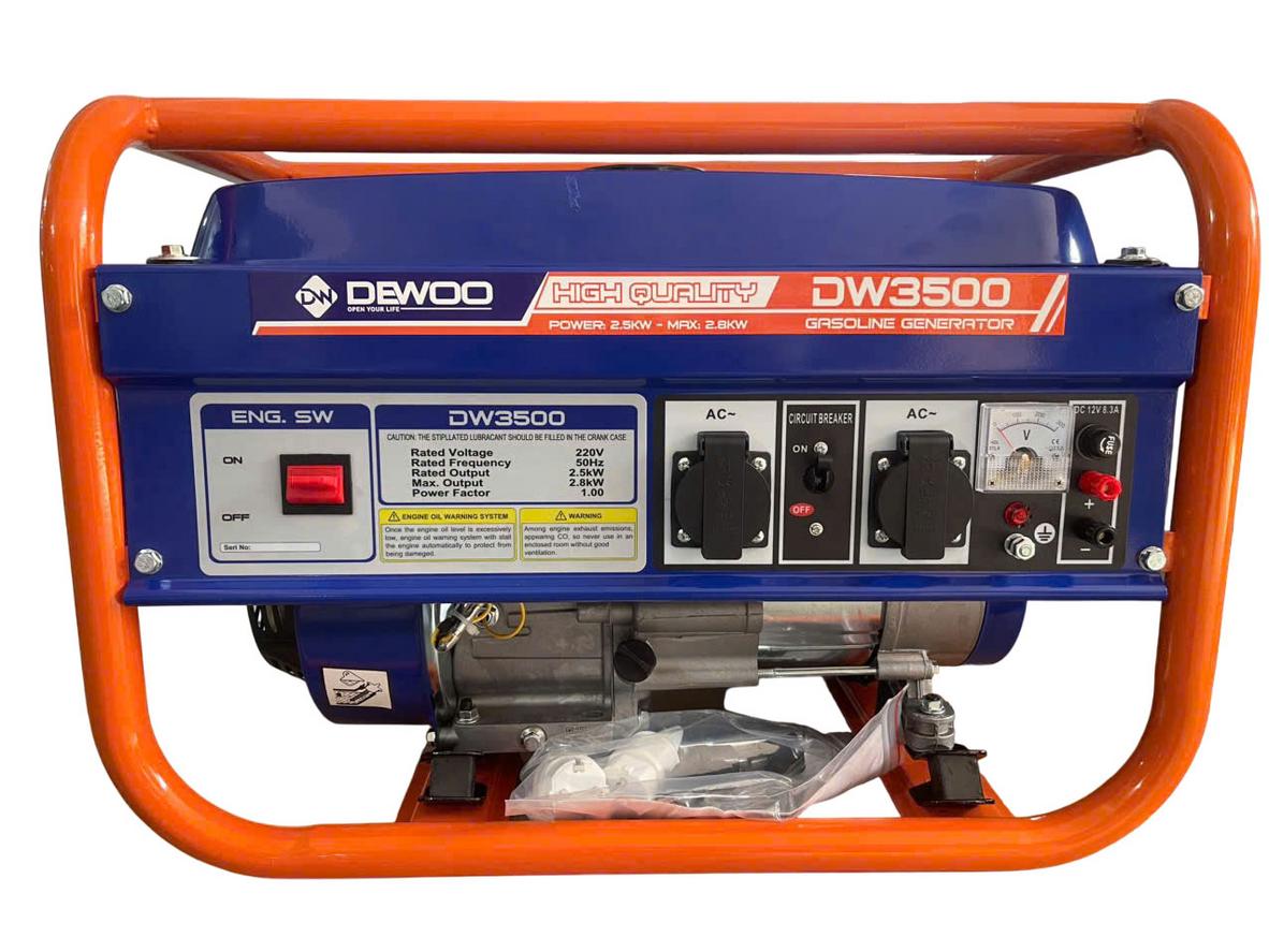 Máy phát điện Dewoo DW3500 (2 KVA) nhỏ gọn, phù hợp nhu cầu điện dự phòng gia đình.