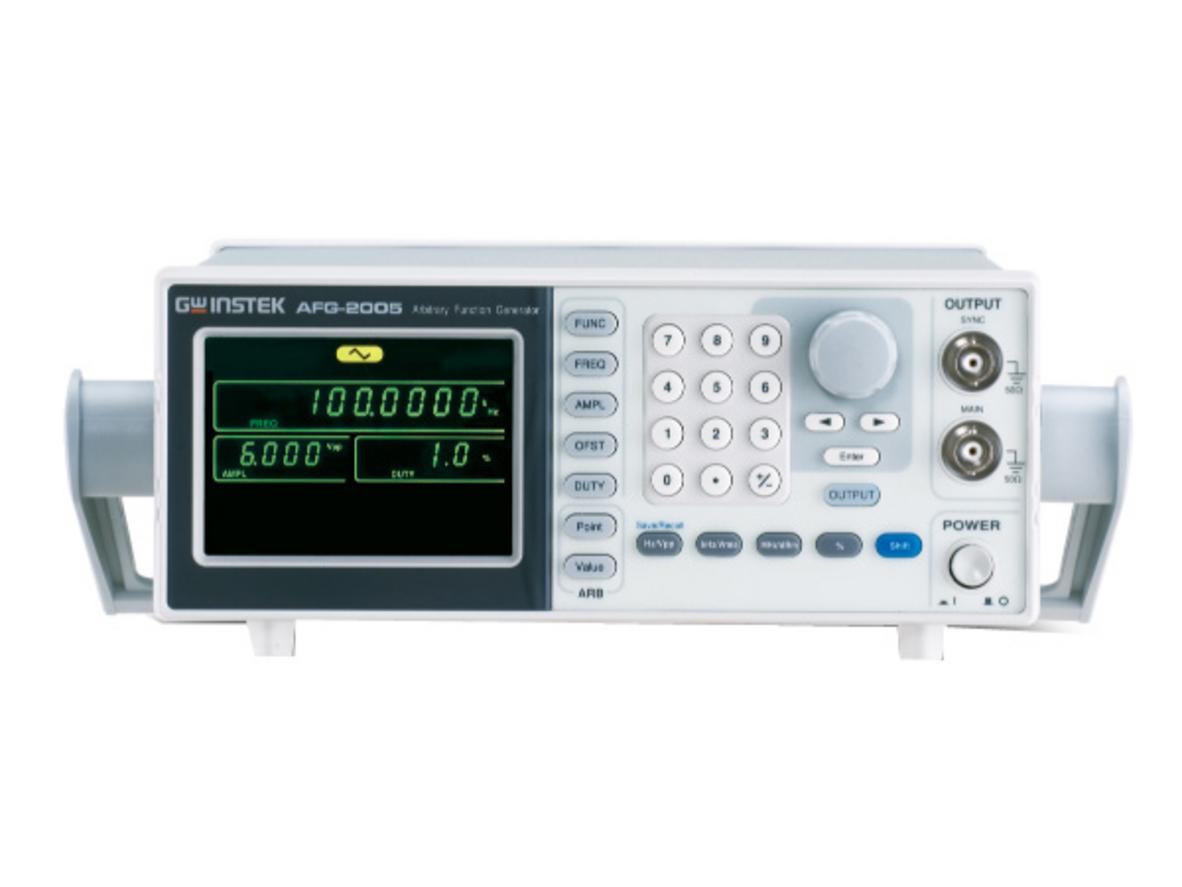 Máy phát hàm GW Instek AFG-2005 nhỏ gọn, dễ bố trí trên bàn thực hành.