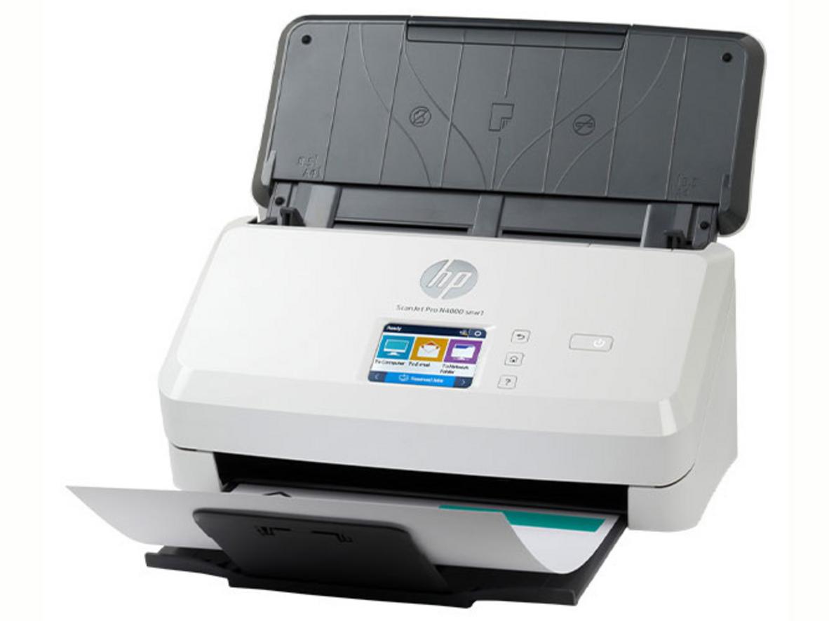 Máy quét ảnh HP Pro N4000 SNW1 (6FW08A) gọn nhẹ, phù hợp văn phòng cần chia sẻ máy scan qua mạng.