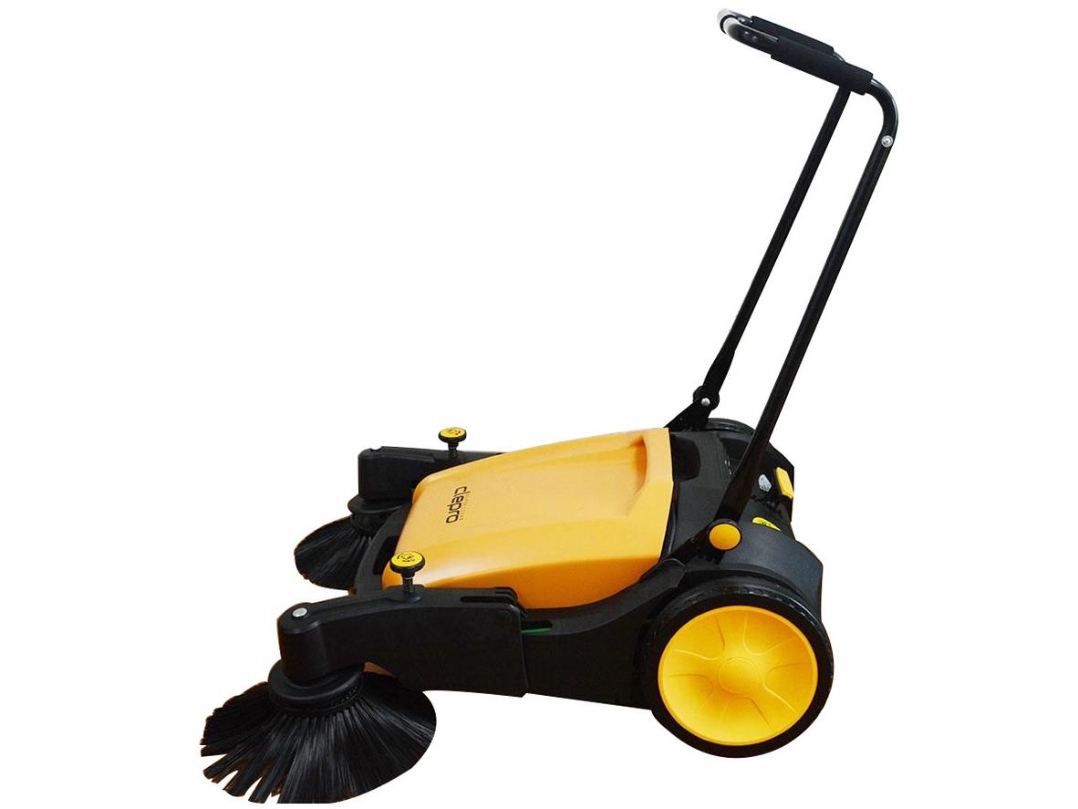 Máy quét rác đẩy tay Clepro CW103/2 gọn nhẹ, phù hợp nhà xưởng và khuôn viên rộng.