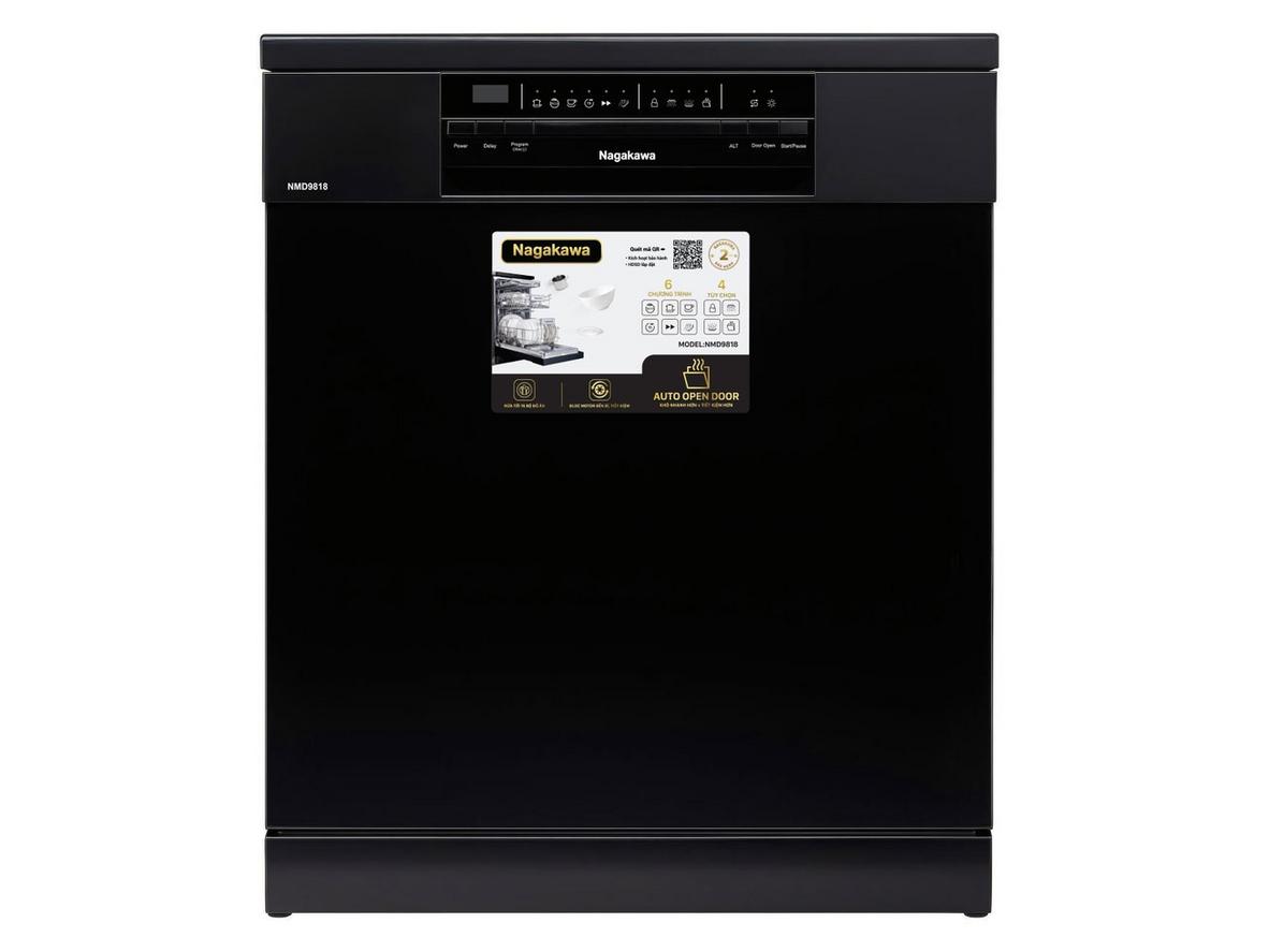 Máy rửa bát 15 bộ Nagakawa NMD9818 cho gia đình bận rộn, sấy khô hé cửa tiện lợi.