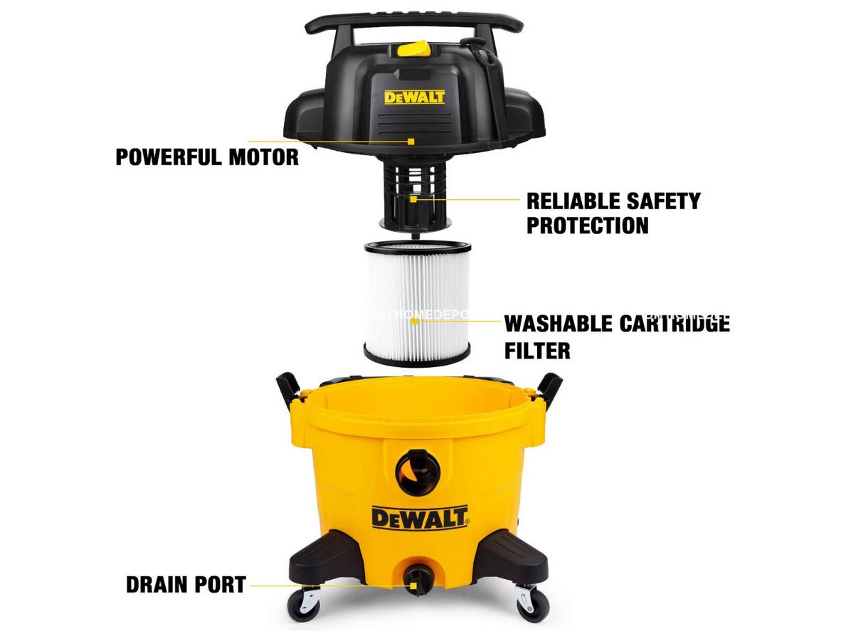 Motor 5HP, công suất 3750W và lực hút 17Kpa tạo hiệu suất làm sạch cao.