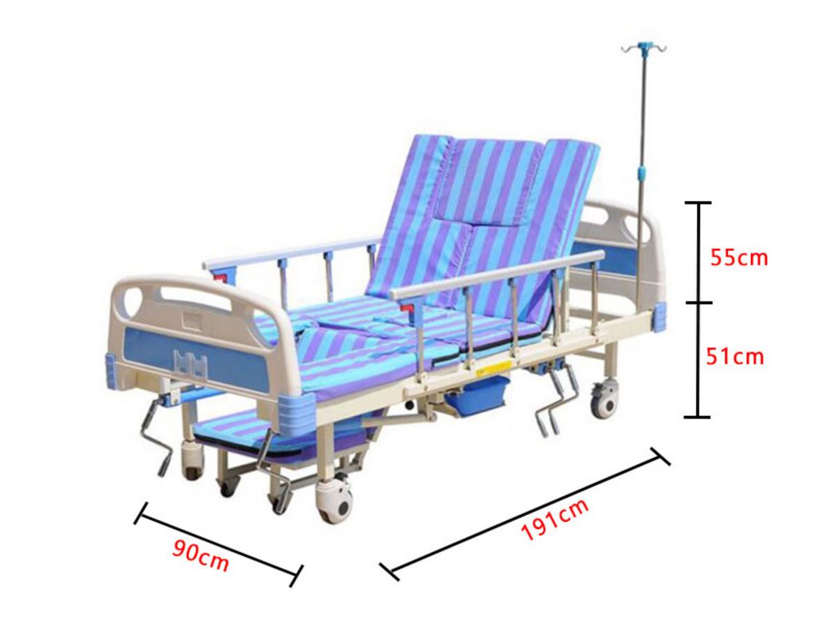 Nâng chân và hạ chân linh hoạt giúp giảm mỏi và đổi tư thế trên giường y tế đa năng.