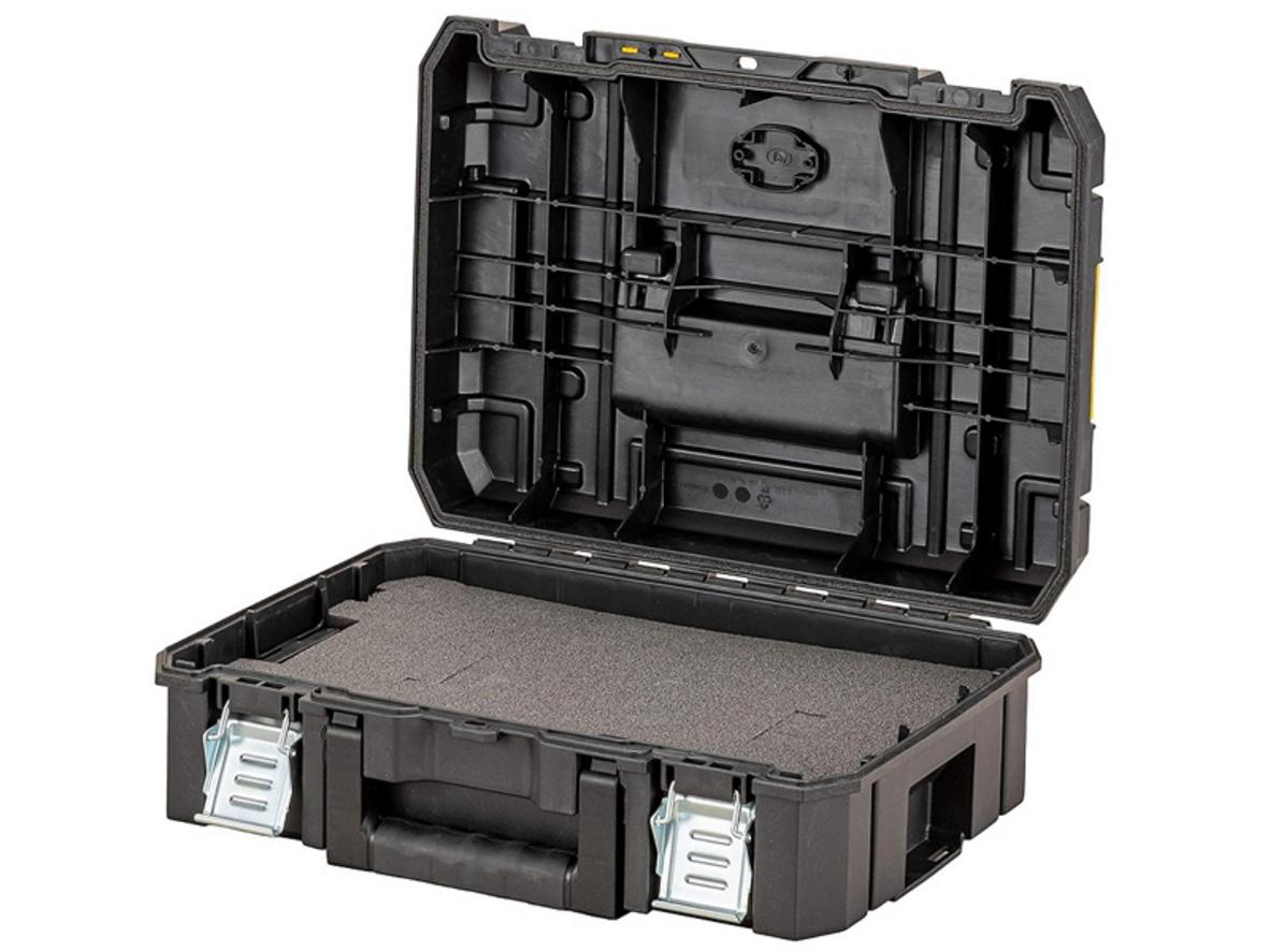 Thân hộp bằng nhựa ABS cao cấp giúp Hộp dụng cụ Dewalt DWST83345-1 bền bỉ hơn khi vận chuyển.