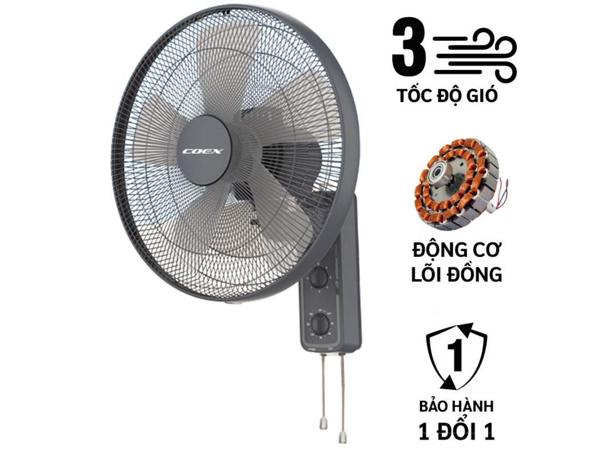Coex CW-7212 với 55W, 40cm và 5 cánh quạt cho luồng gió mạnh, đều.