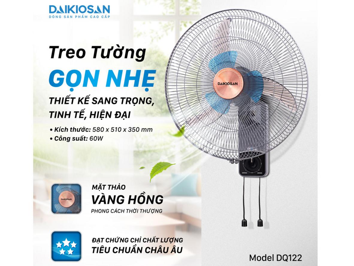 3 tốc độ gió giúp Daikiosan DQ122 dùng linh hoạt theo nhu cầu.