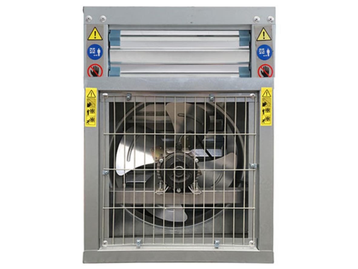 Quạt thông gió vuông Sunfan HVT-500 cho nhà xưởng, kho hàng và bếp công nghiệp.