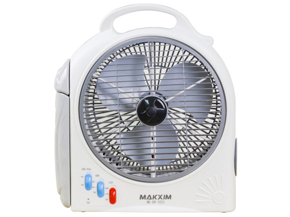 Quạt tích điện Makxim MK-DN-3221 2 trong 1: làm mát và chiếu sáng khi mất điện.