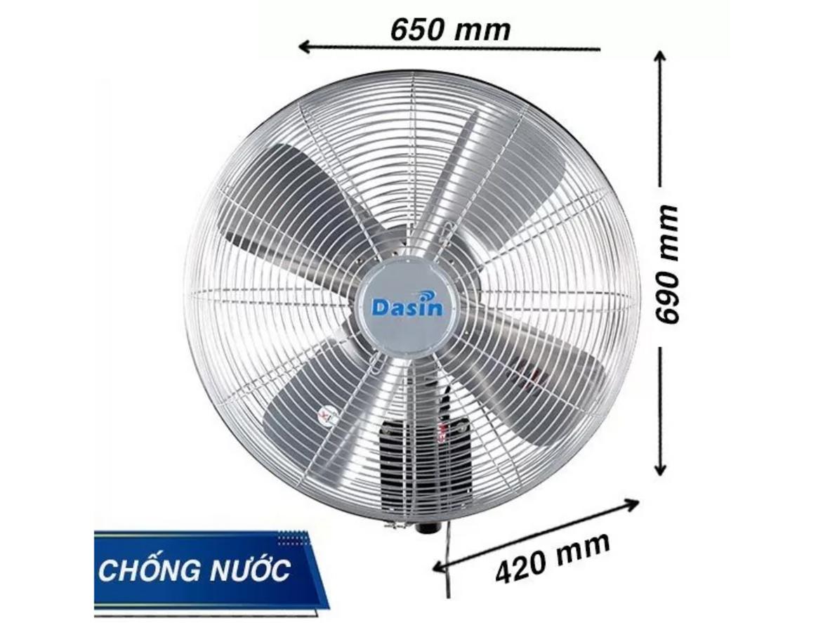 Cấu tạo motor kín, cánh hợp kim nhôm và sải cánh 60 cm giúp Dasin KWP-2460CN bền bỉ trong môi trường ẩm.