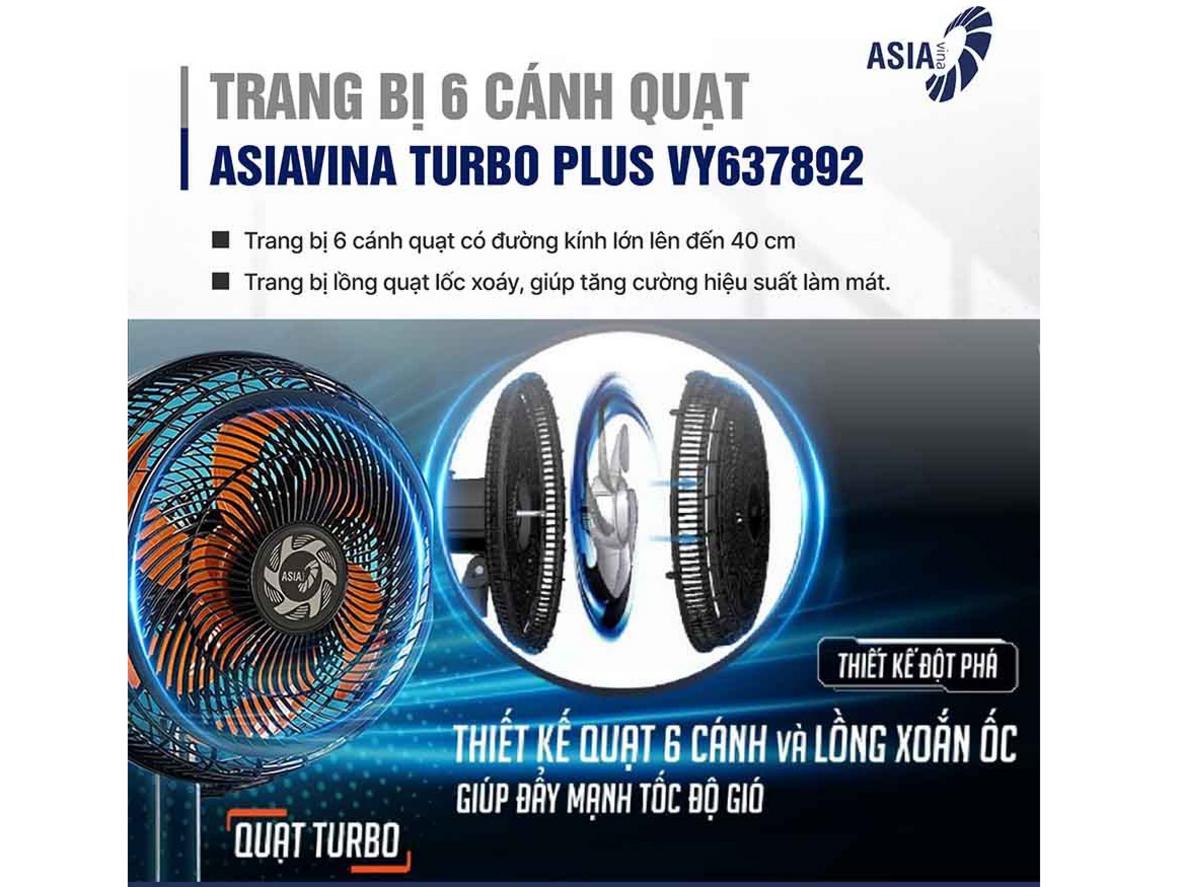 Quạt treo tường ASIAVINA Turbo Plus VY637892 phù hợp không gian rộng cần gió mạnh và tiết kiệm diện tích.